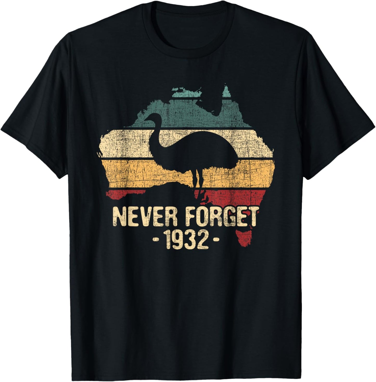 Funny Emu Shirts Never Forget 1932 Emu War Adults Emu Lover Zookeeper Black Medium T-Shirt - T-Shirt | Black
