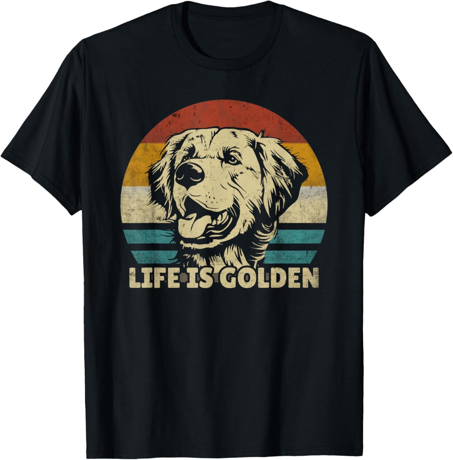 Golden Retriever Hund Life is golden retro vintage T-Shirt - T-Shirt | Black