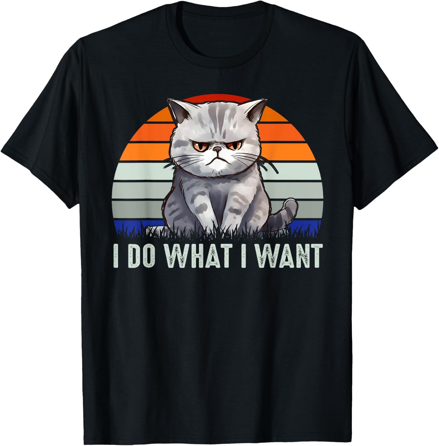 Funny I Do What I Want Retro Vintage Cat Lovers Cat Owners T-Shirt - T-Shirt | Black