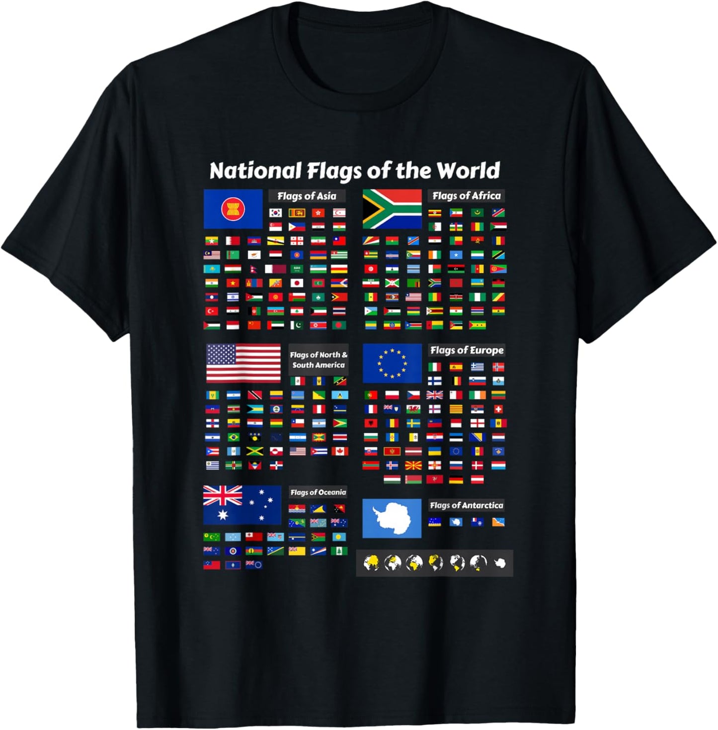 Flags of The Countries of The World International Gift T-Shirt - T-Shirt | Black