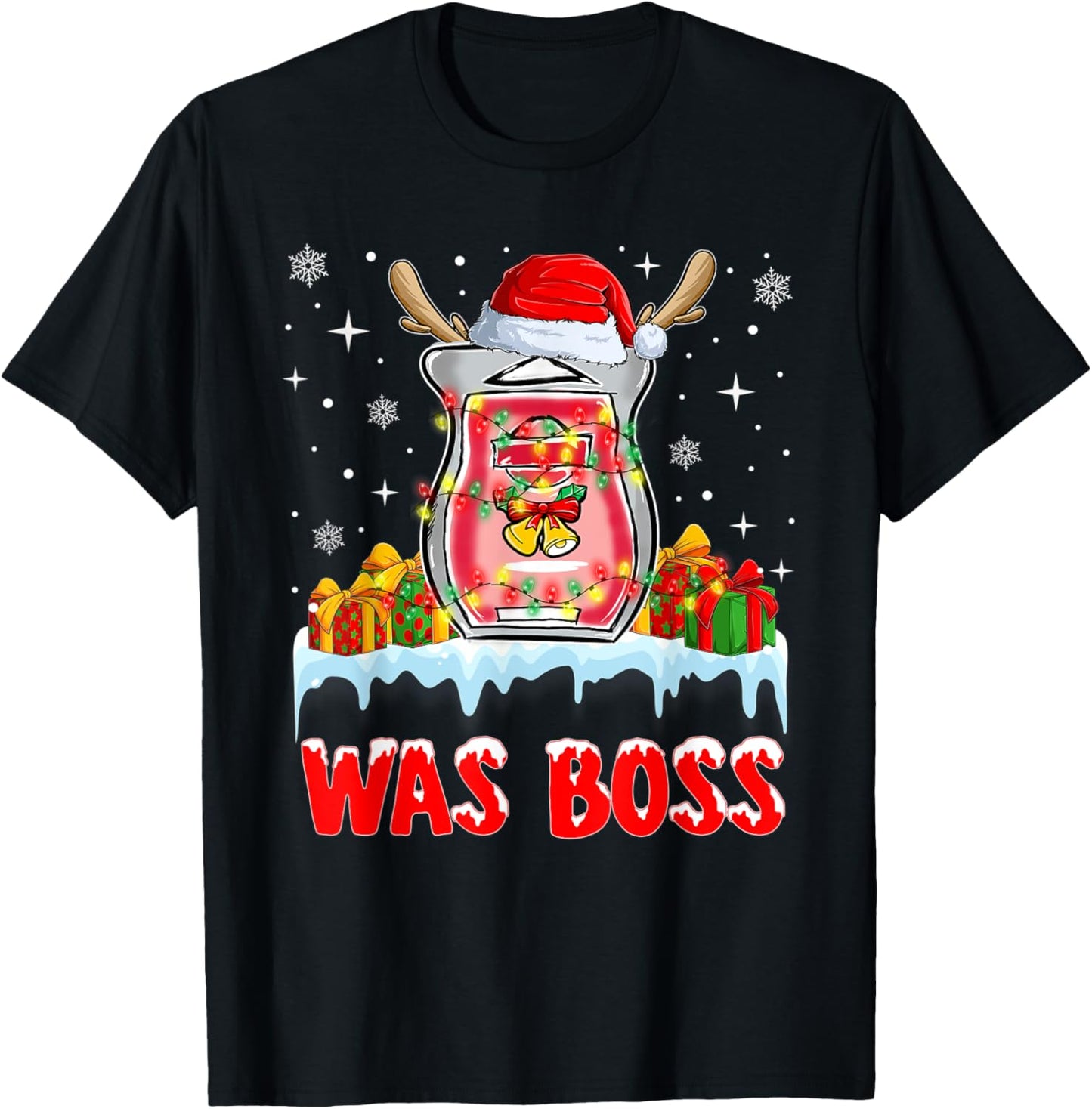 rjMY Wax Boss Christmas Lights Merry Xmas Waxing Lover Noel T-Shirt - T-Shirt | Black