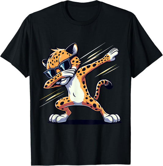 Dabbing Cheetah Sunglasses Cheetah Animal T-Shirt - T-Shirt | Black