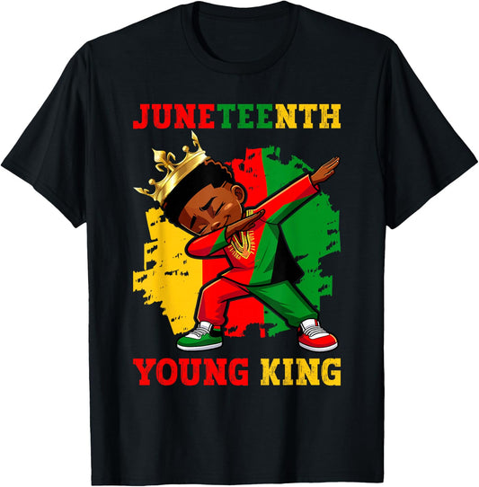 Young King African American 1865 Boys Juneteenth King Pride T-Shirt - T-Shirt | Black