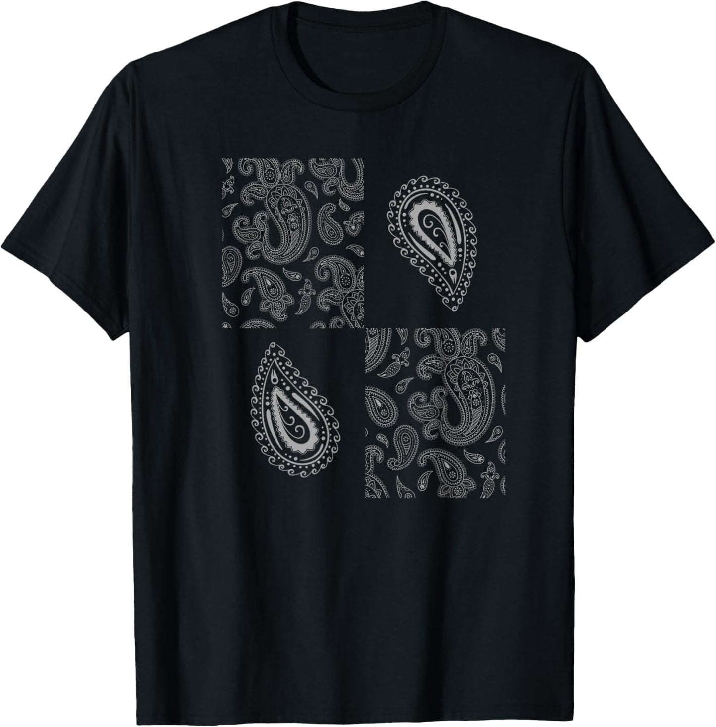 Paisley, Bandana Style T-Shirt - T-Shirt | Black