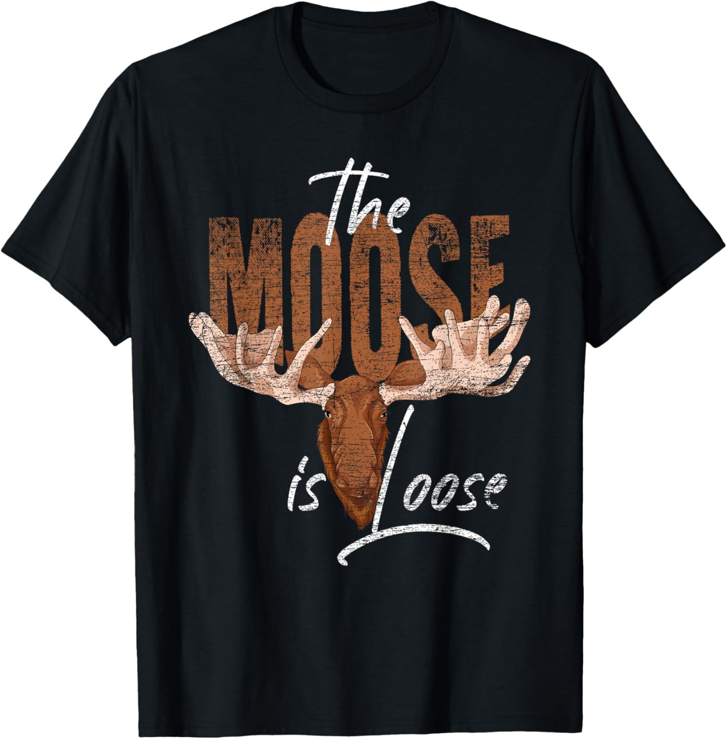Forest Animal Lovers Scandinavia Wild Animal Funny Moose T-Shirt - T-Shirt | Black