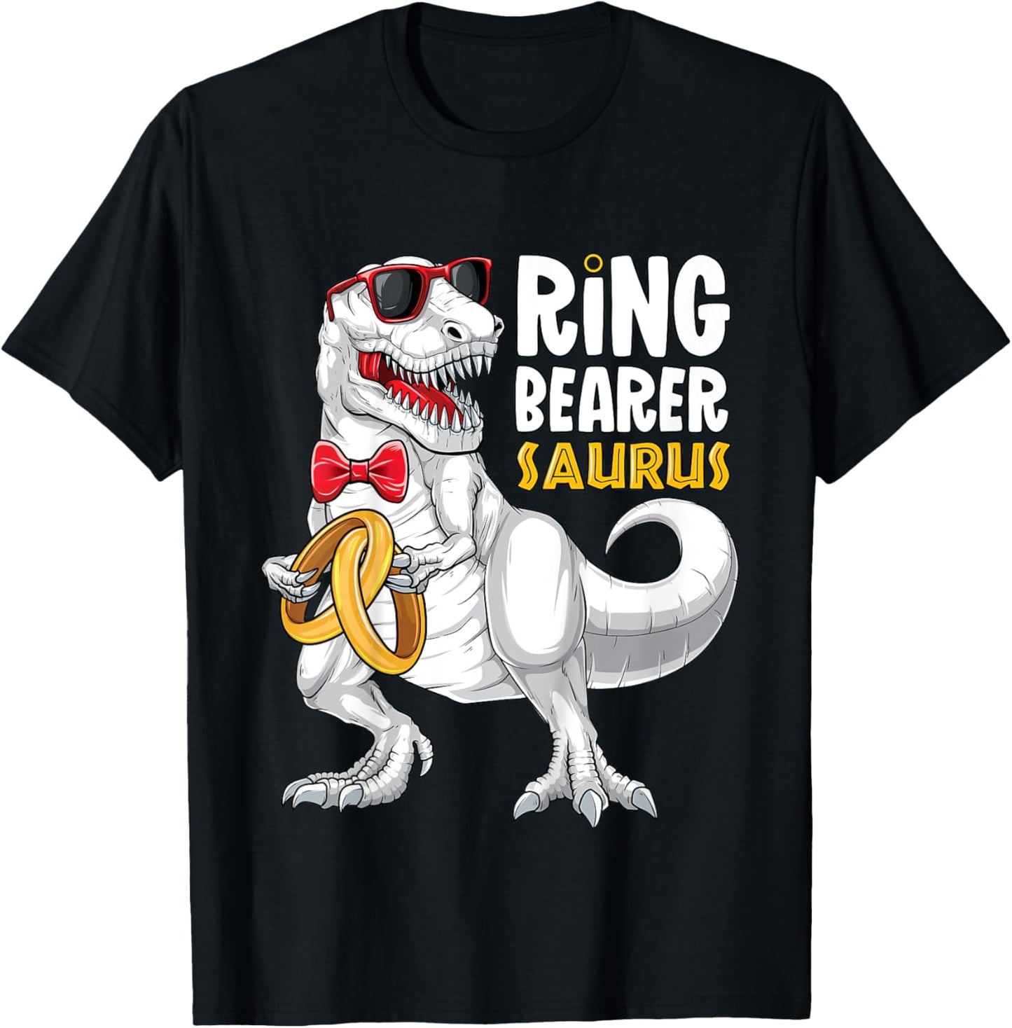Kids Ring Bearer Saurus Shirt T Rex Wedding Boys Ring Bearer T-Shirt - T-Shirt | Black