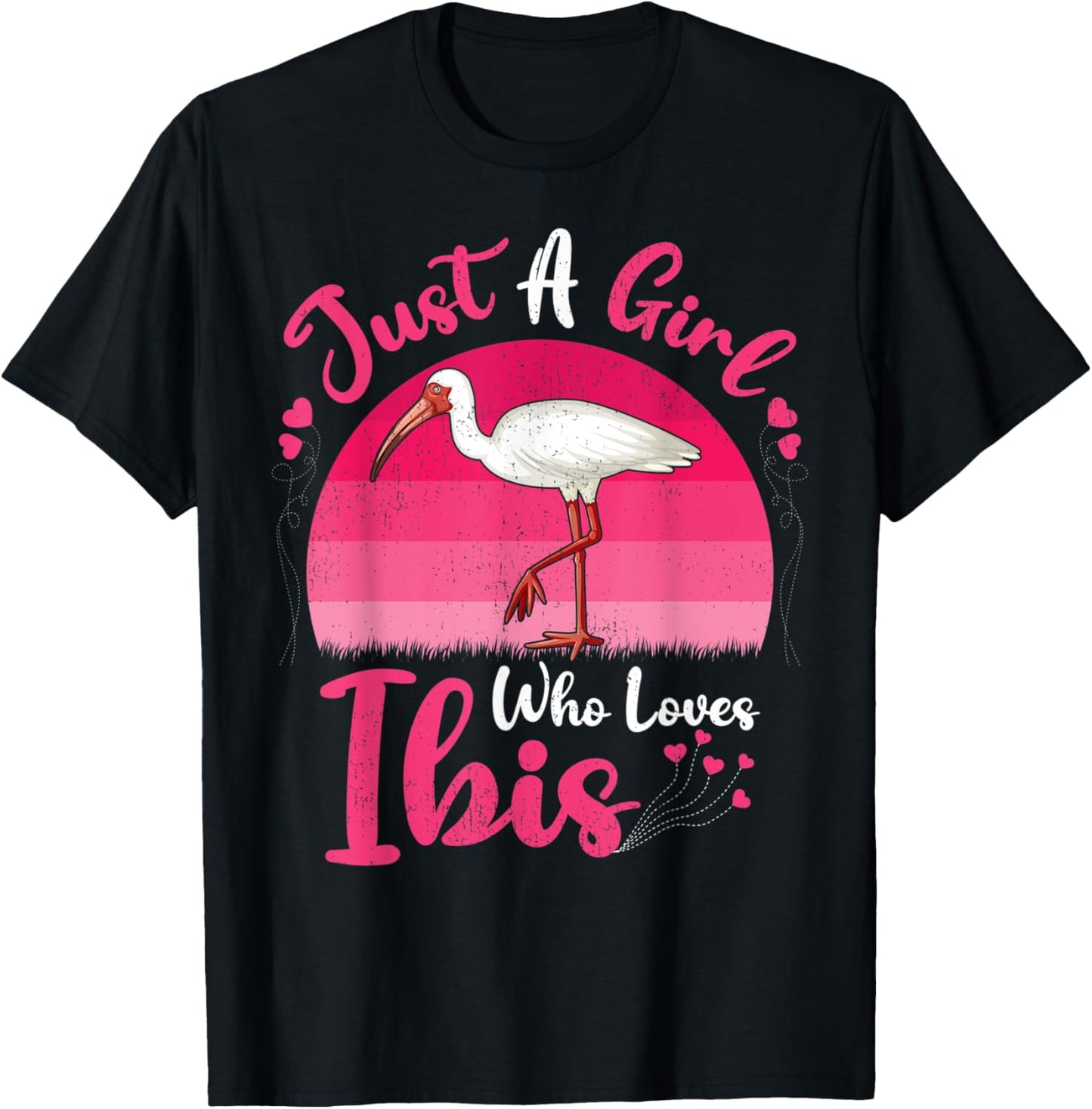 Vintage Ibis Bird Lover Just A Girl Who Loves Ibis T-Shirt - T-Shirt | Black
