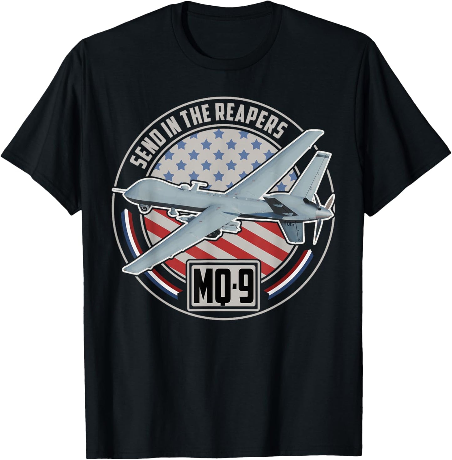 MQ-9 Reaper UAV US Military Drone US Patriot T-Shirt - T-Shirt | Black