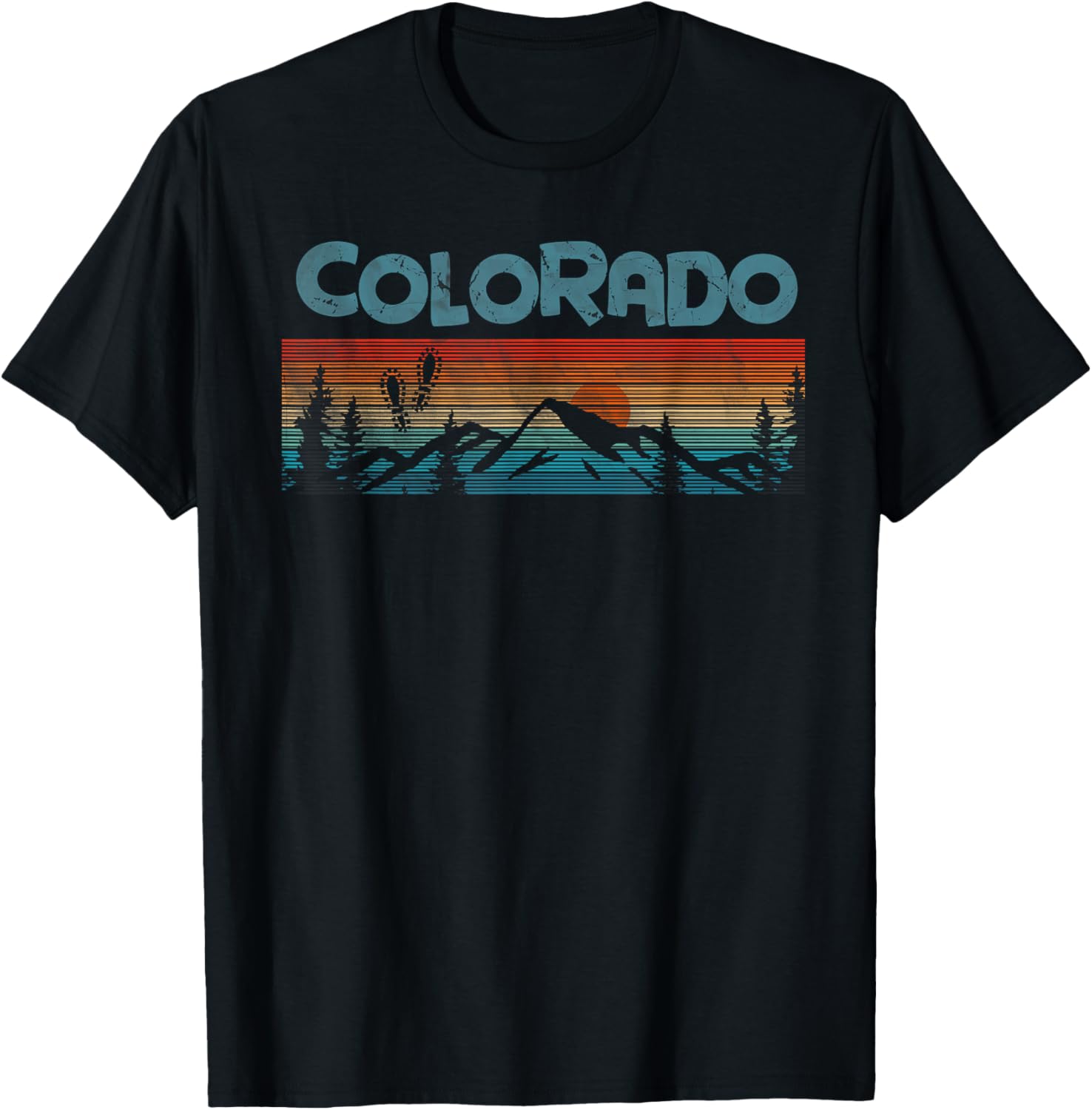 Colorado Rocky Mountains Retro Skiing Camping Climbing T-Shirt - T-Shirt | Black