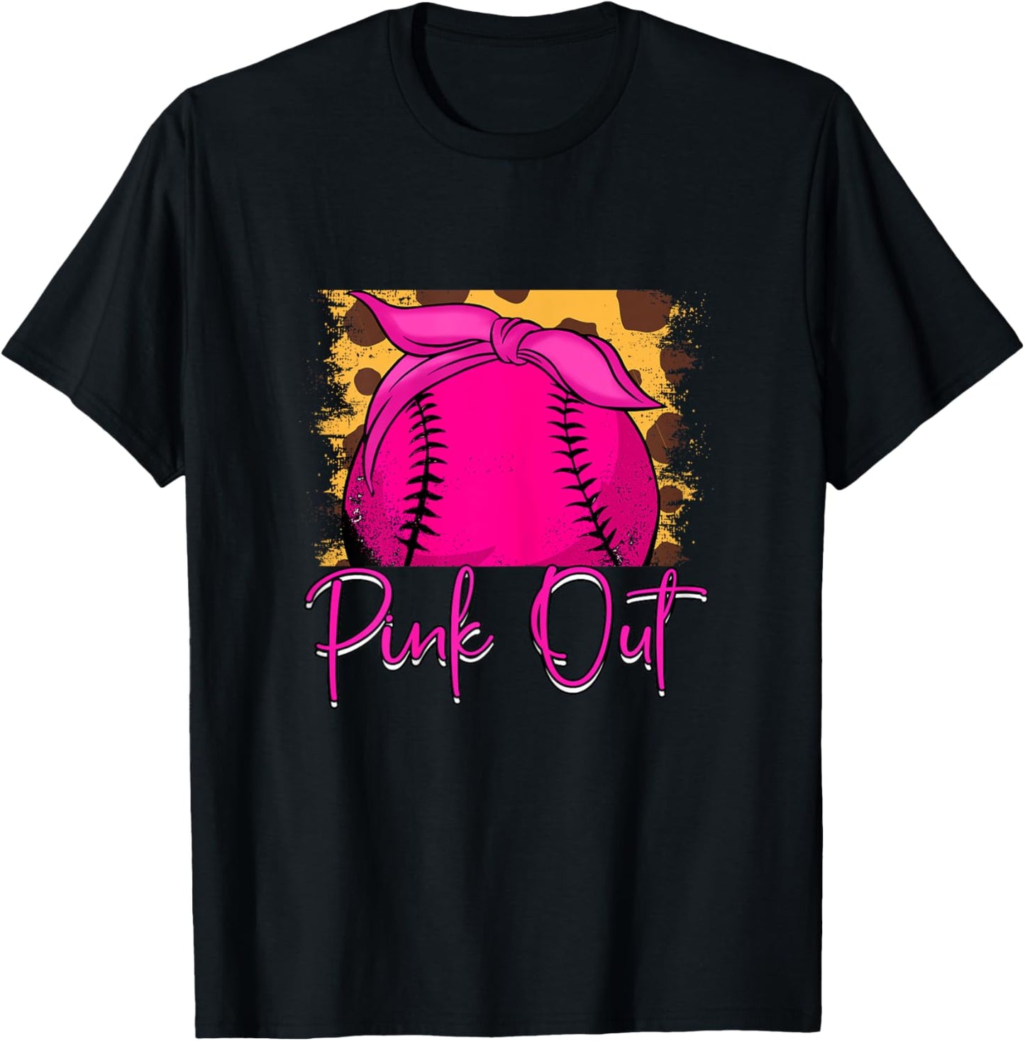 Pink Out Softball Breast Cancer Awareness T-Shirt - T-Shirt | Black