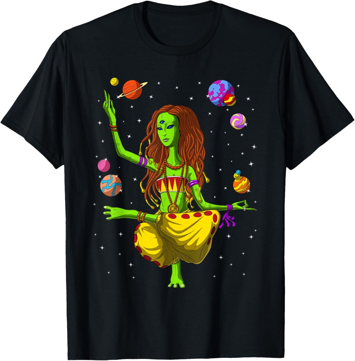 Hippie Alien Yoga Zen Meditation Psychedelic Spiritual Women T-Shirt - T-Shirt | Black