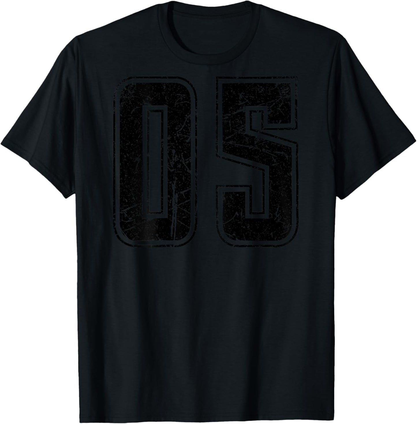 Number 05 Distressed Grunge Vintage Back Print T-Shirt - T-Shirt | Black