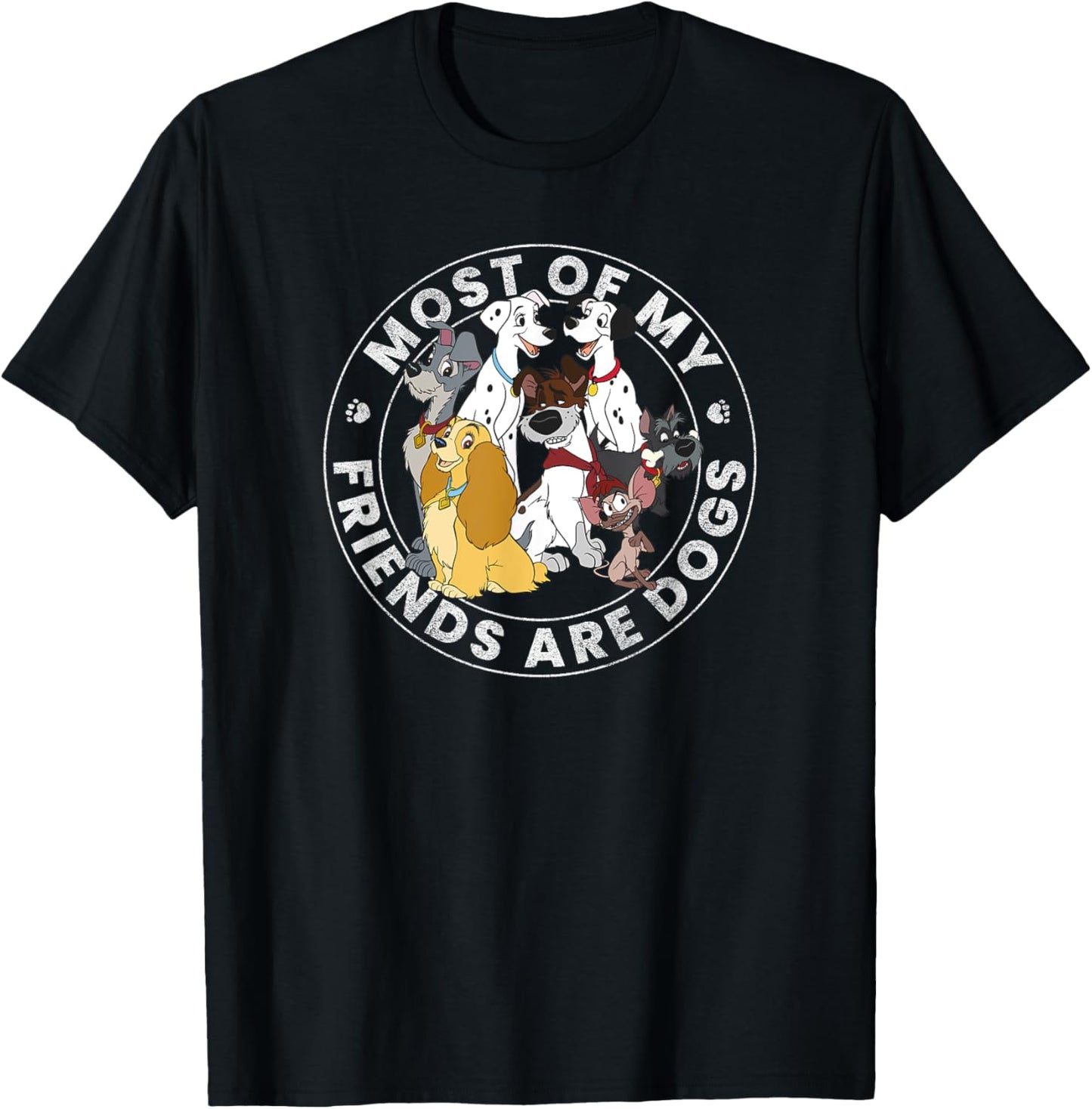 Disney Classic Group Most Of My Friends Are Dogs T-Shirt - T-Shirt | Black
