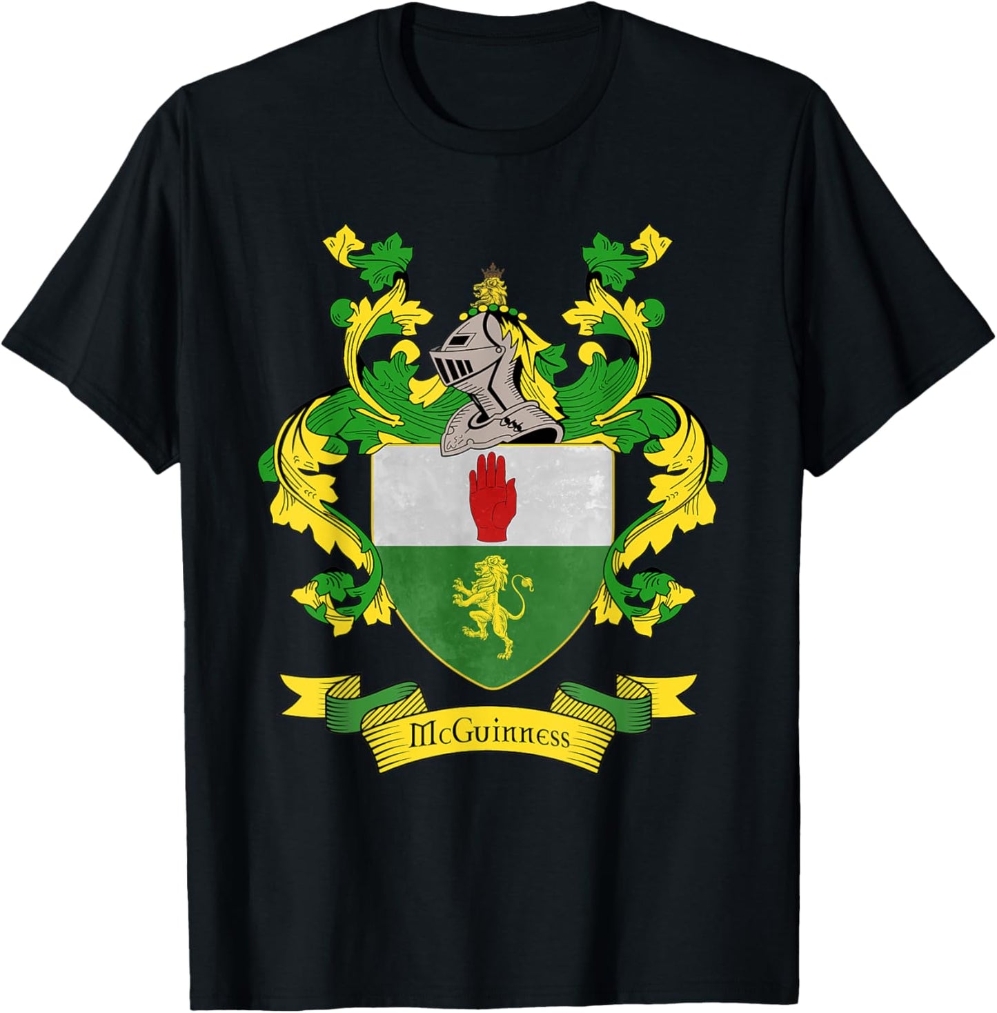 McGuinness Coat of Arms | McGuinness Surname Family Crest T-Shirt - T-Shirt | Black