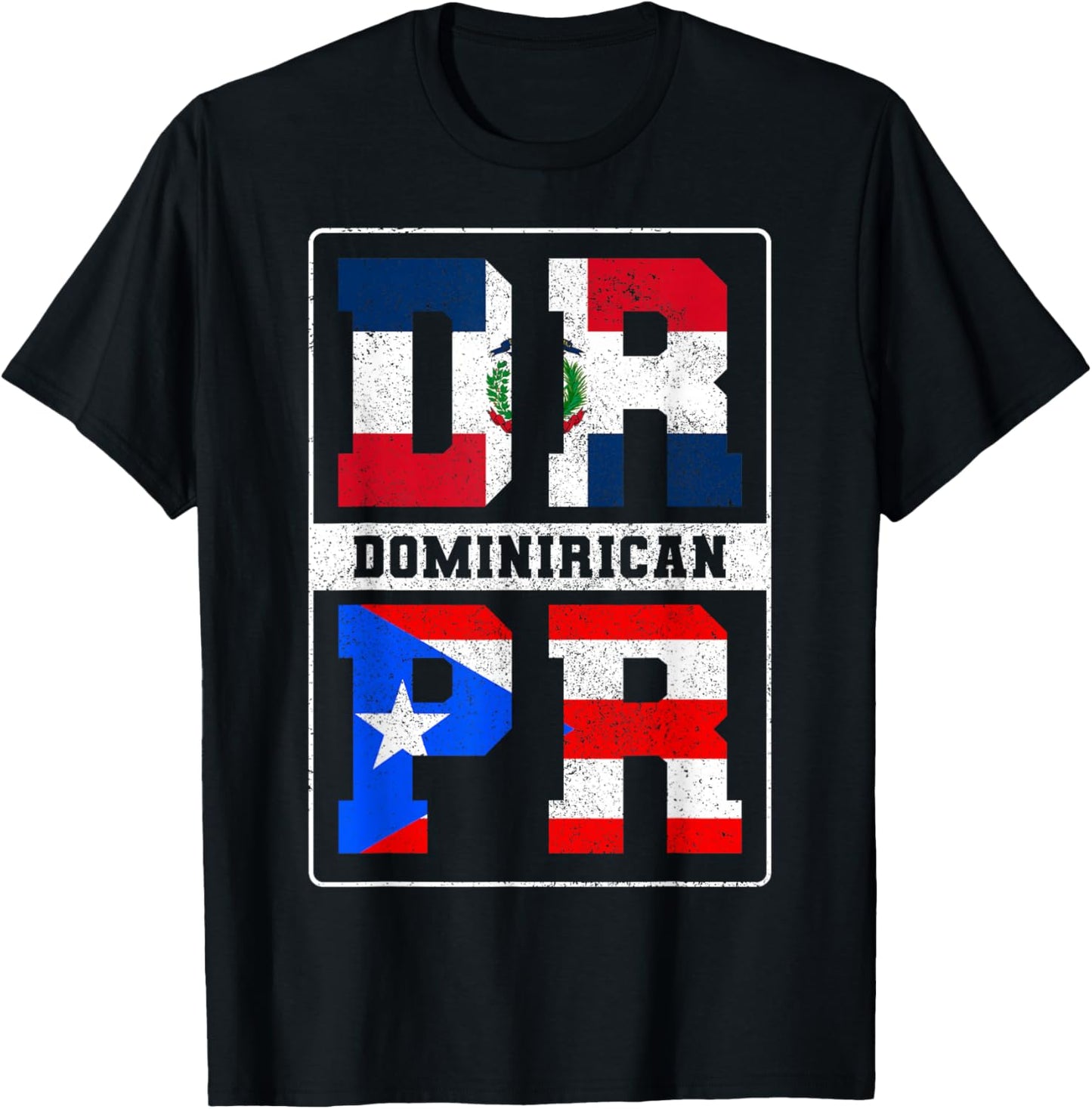 Puerto Rican Dominican Republic Dominirican Flag Pride T-Shirt - T-Shirt | Black