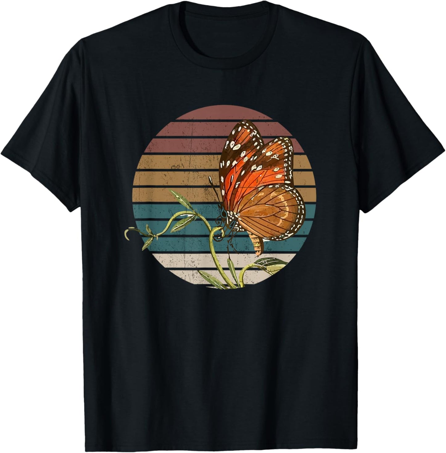 Retro Butterfly Lover Monarch Entomolgist Vintage Milkweed T-Shirt - T-Shirt | Black