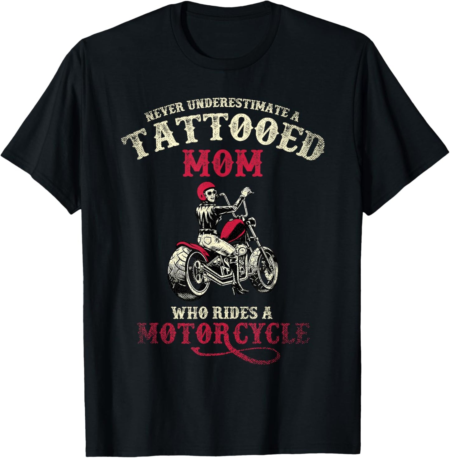 A Tattooed Mom Who Rides A Motorcycle Inked Women Gift Biker T-Shirt - T-Shirt | Black