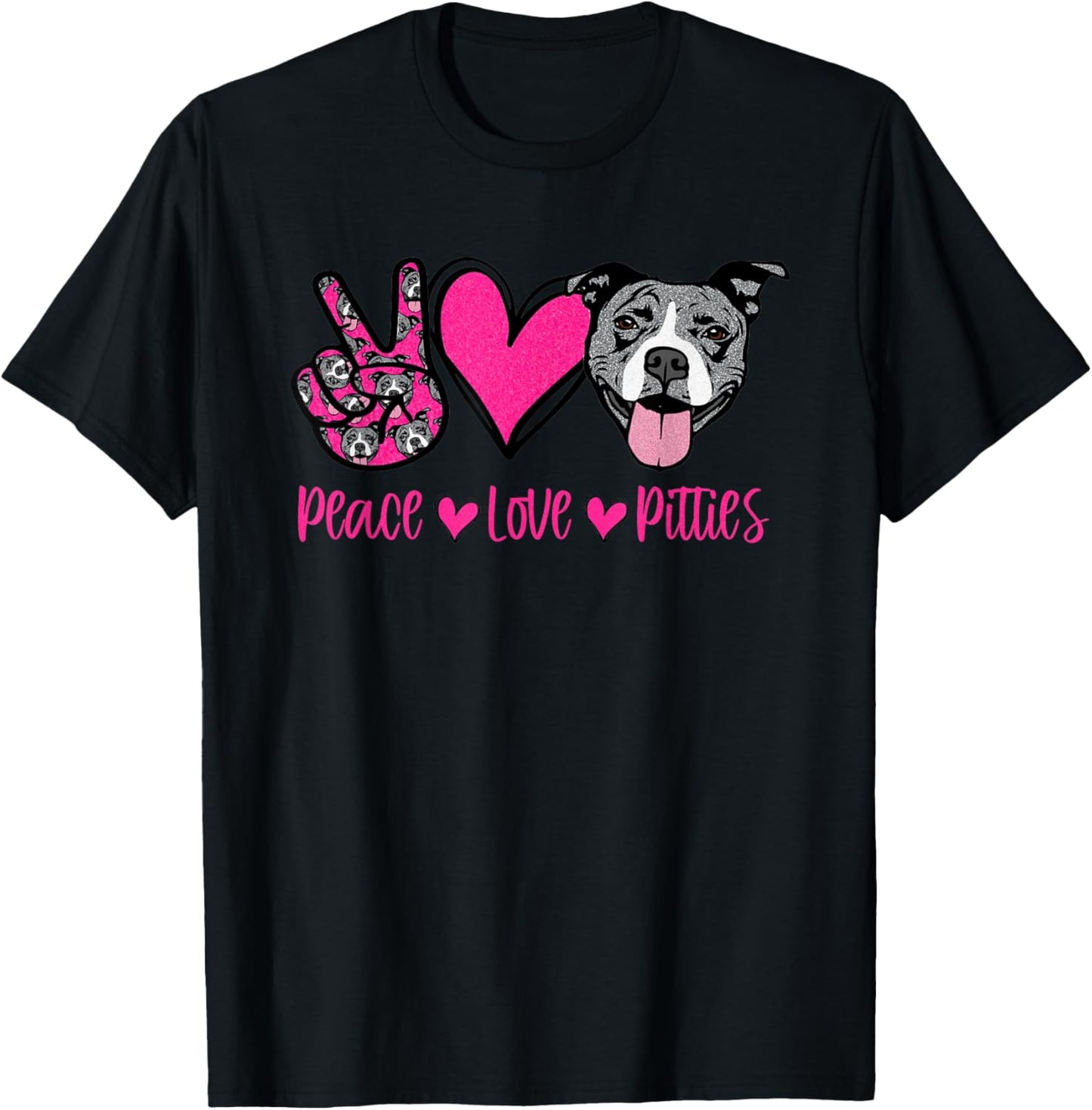 Peace Love Pitbulls Dog Lover Pitbull Women Pittie Mom Pet T-Shirt - T-Shirt | Black