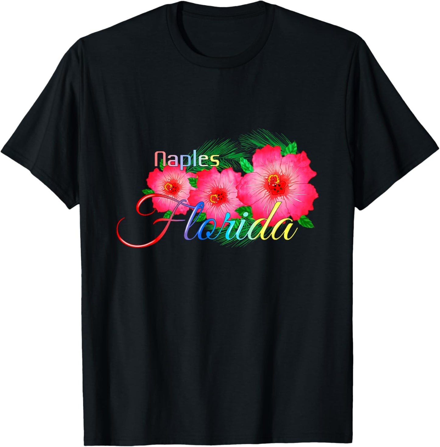 Naples Florida Tropical Flowers Family Vacation T-Shirt - T-Shirt | Black