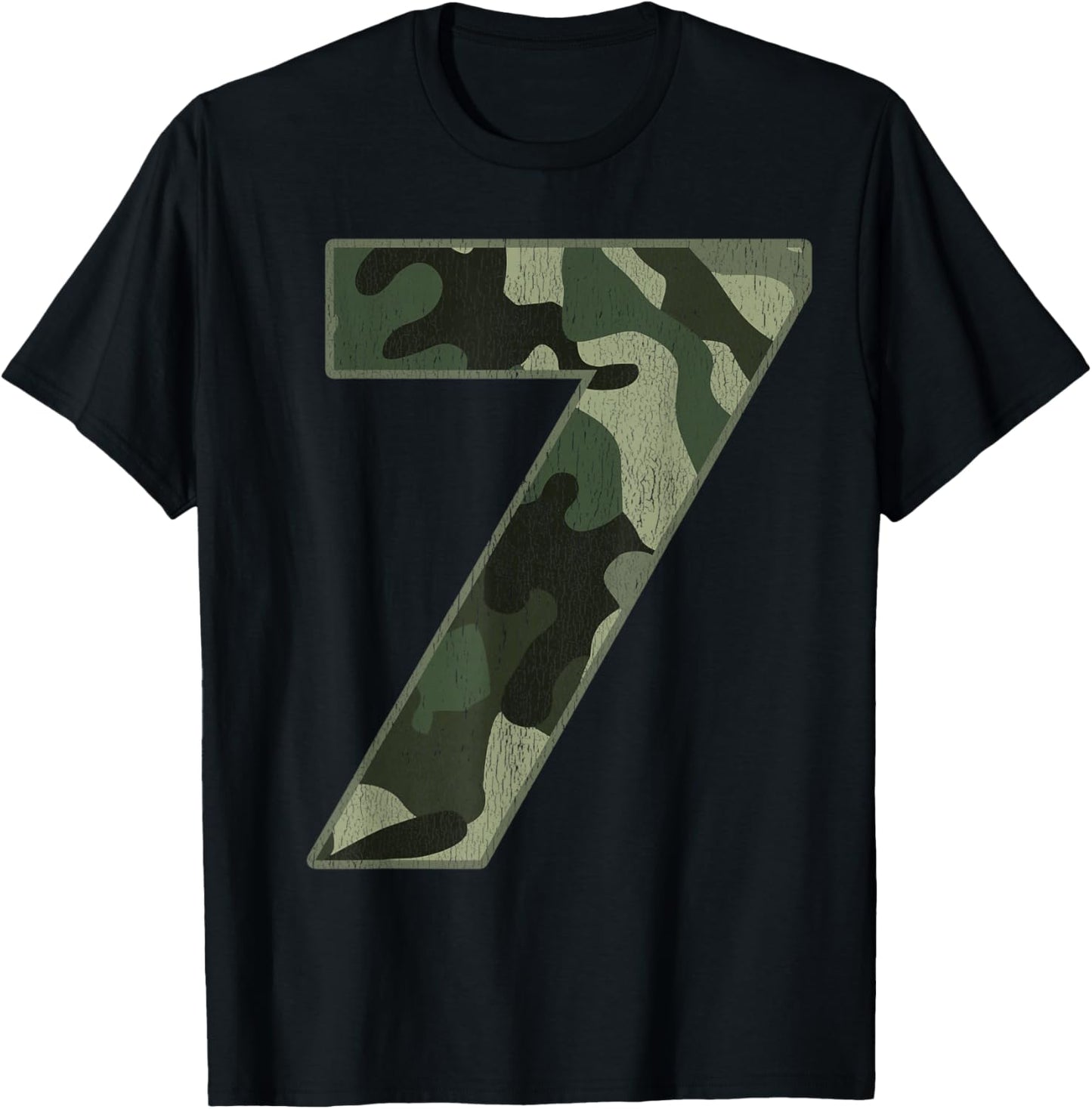 7th Birthday Army Birthday Party 7 Years Old Camo Number 7 T-Shirt - T-Shirt | Black
