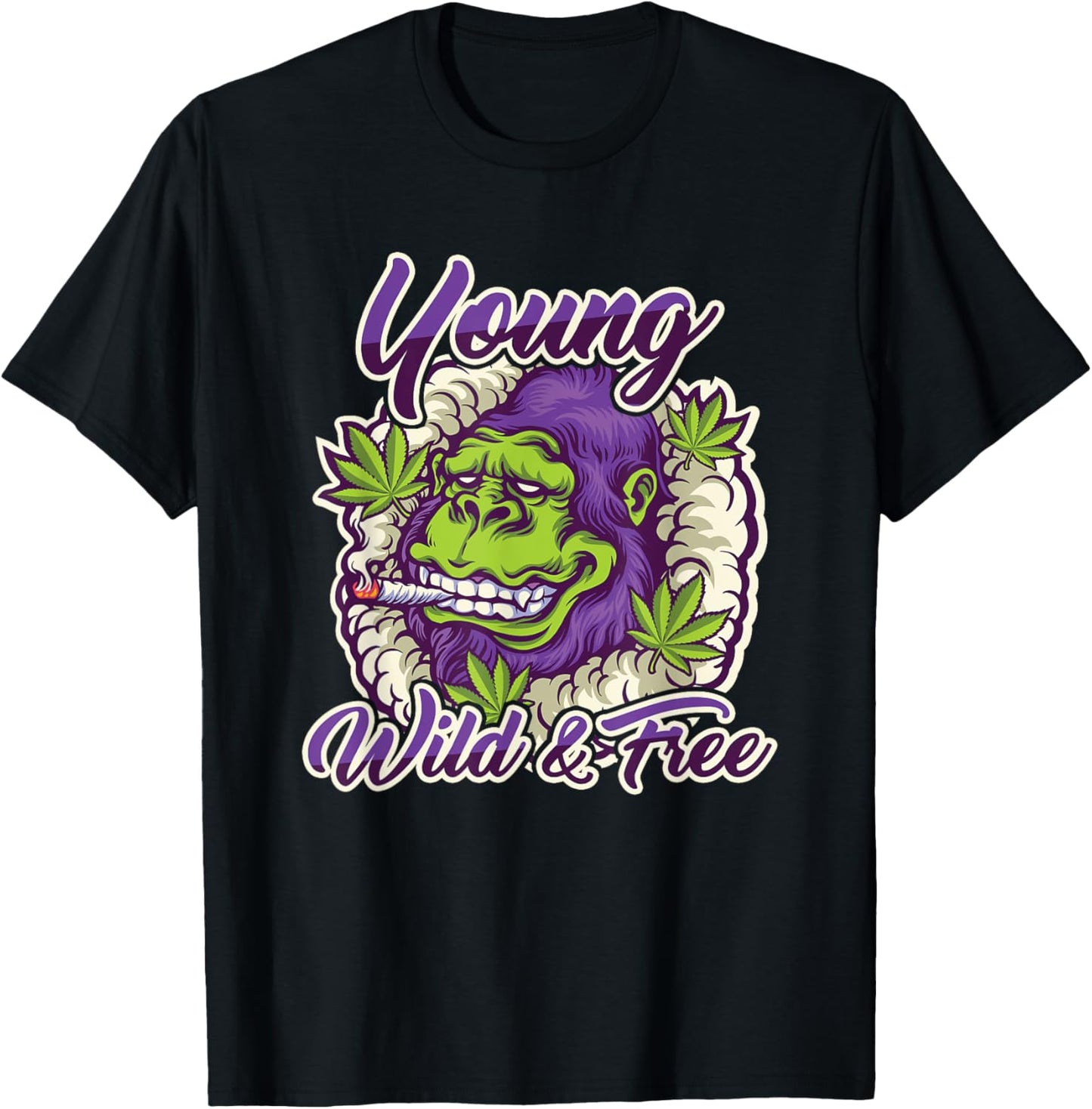 Jung Wild Free Ganja Smoker Tiffer Boats Monkey Gift T-Shirt - T-Shirt | Black
