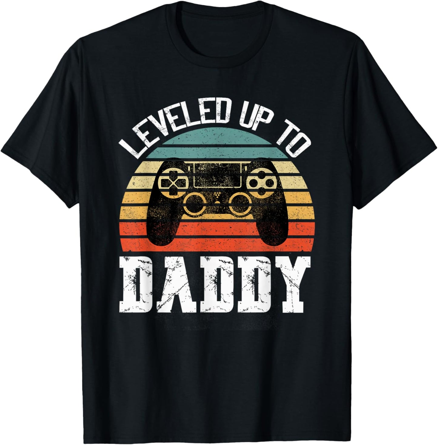 New Dad Fathers day Leveled up to Daddy T-Shirt - T-Shirt | Black