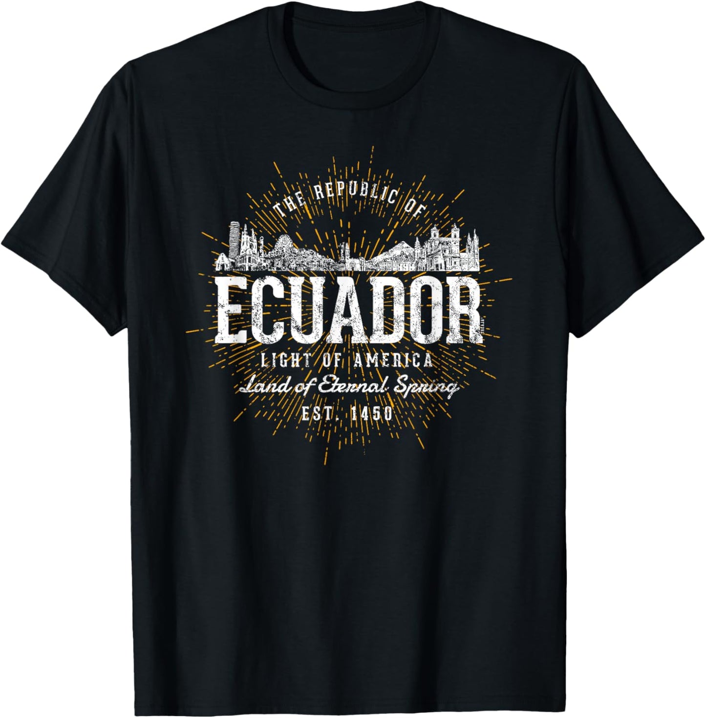 Vintage Style Retro Ecuador T-Shirt - T-Shirt | Black