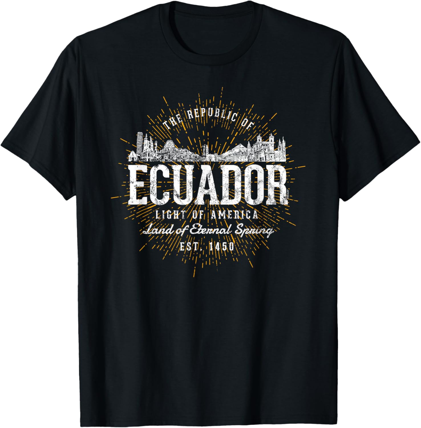 Vintage Style Retro Ecuador T-Shirt - T-Shirt | Black
