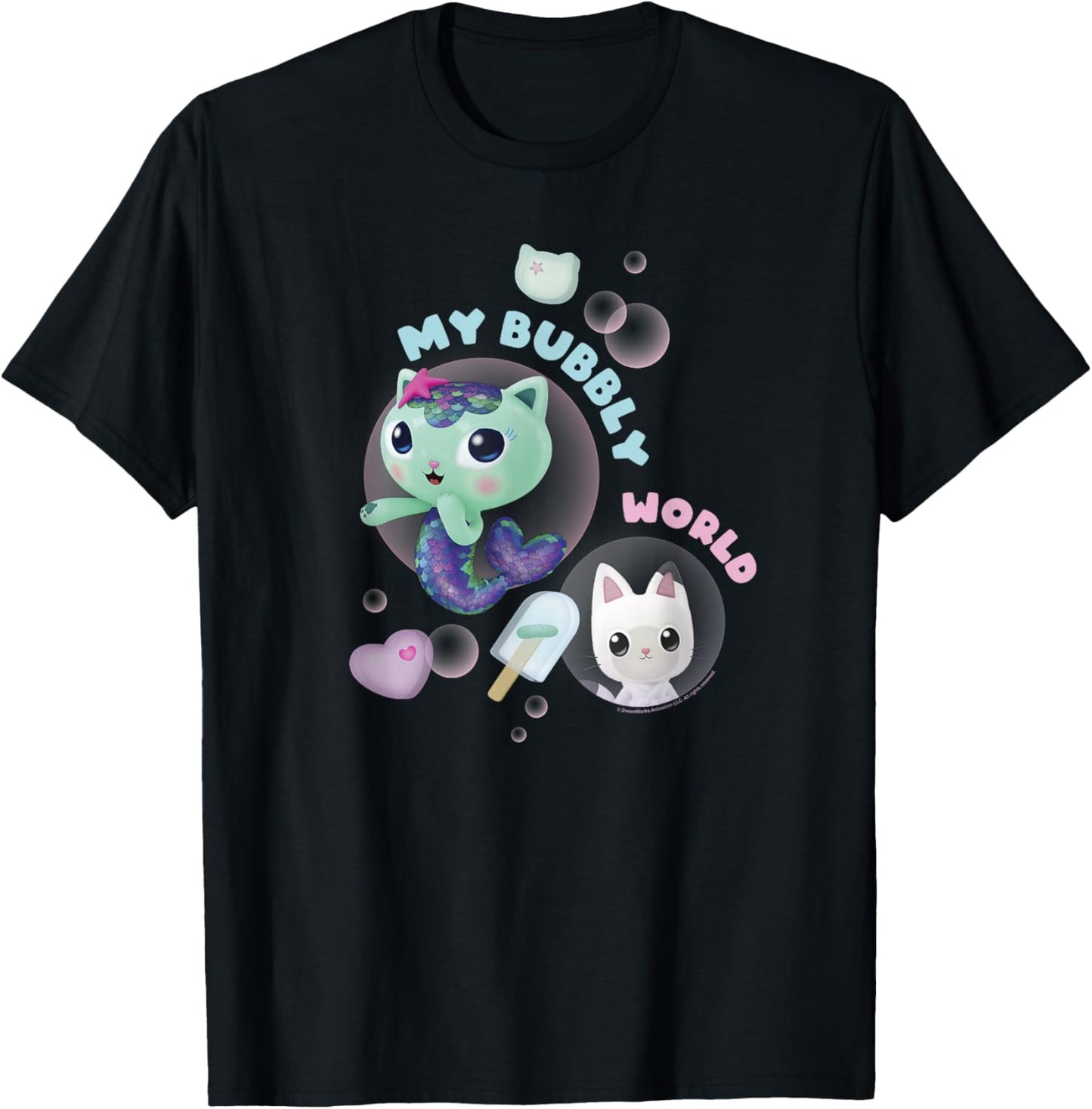Gabby's Dollhouse MerCat and Pandy Bubbly World T-Shirt - T-Shirt | Black