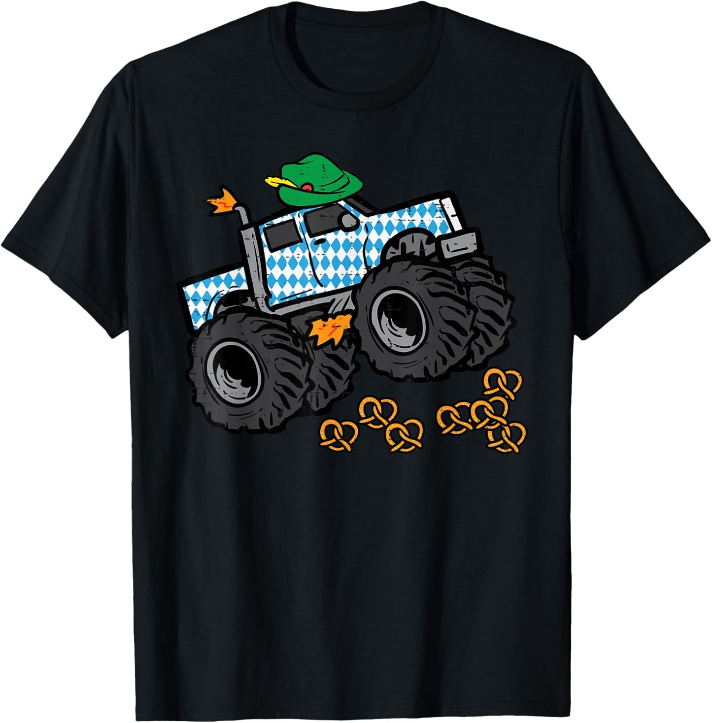 Oktoberfest Monster Truck Pretzels German Toddler Boys Kids T-Shirt - T-Shirt | Black
