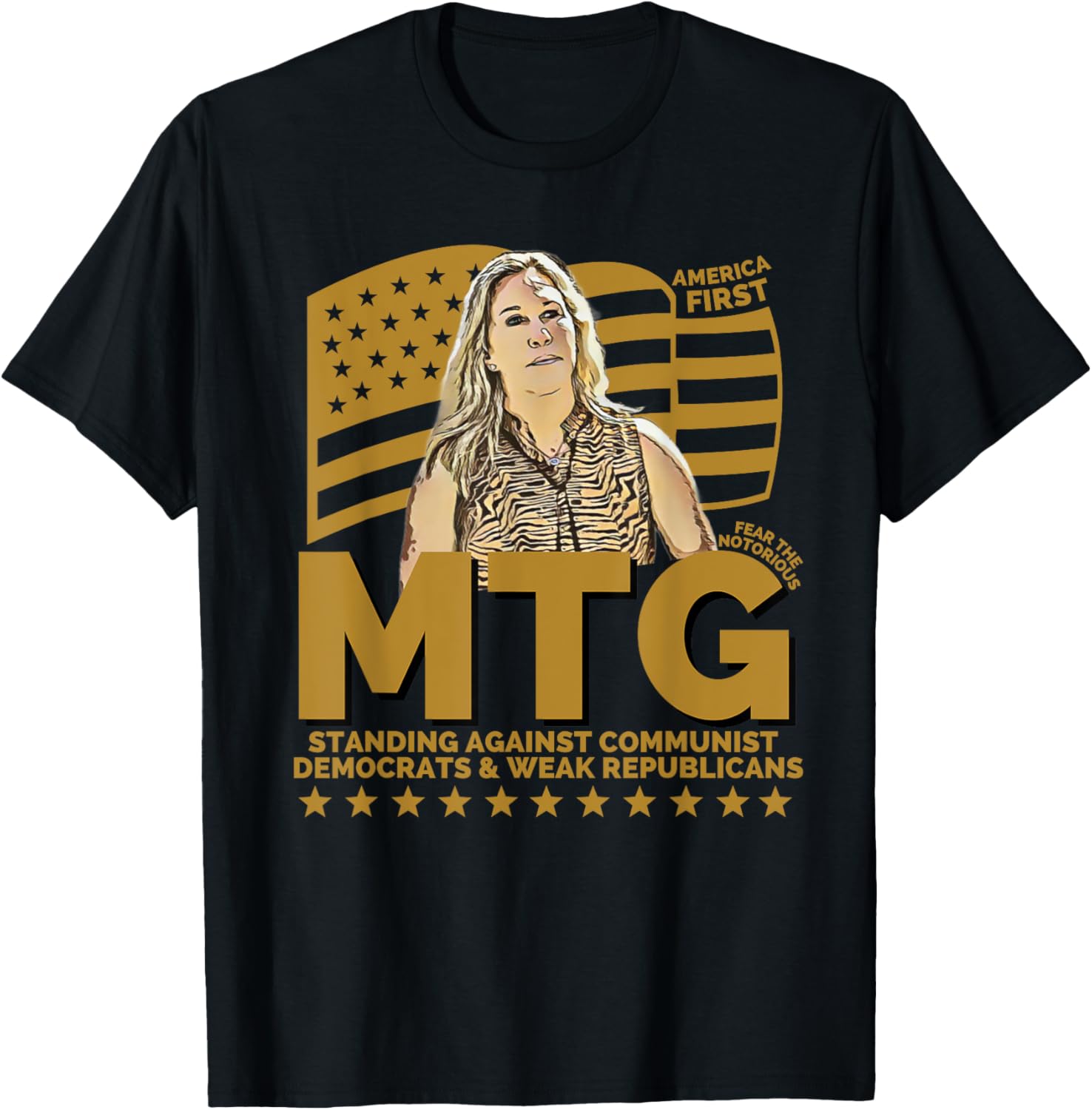 Marjorie Taylor Greene MTG America First T-Shirt - T-Shirt | Black