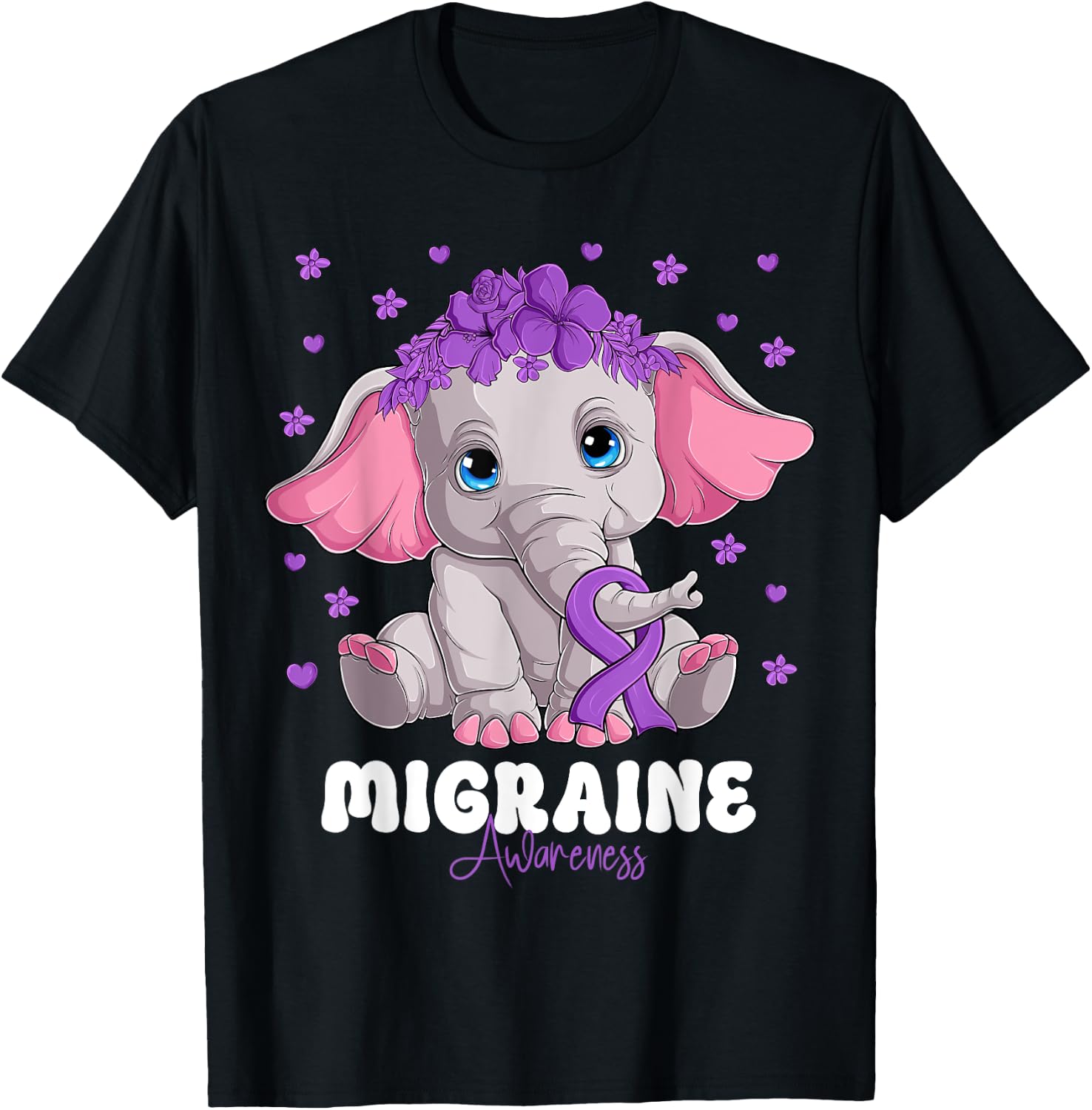 Purple Ribbon Survivor Warrior Migraine Awareness T-Shirt - T-Shirt | Black