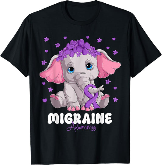 Purple Ribbon Survivor Warrior Migraine Awareness T-Shirt - T-Shirt | Black