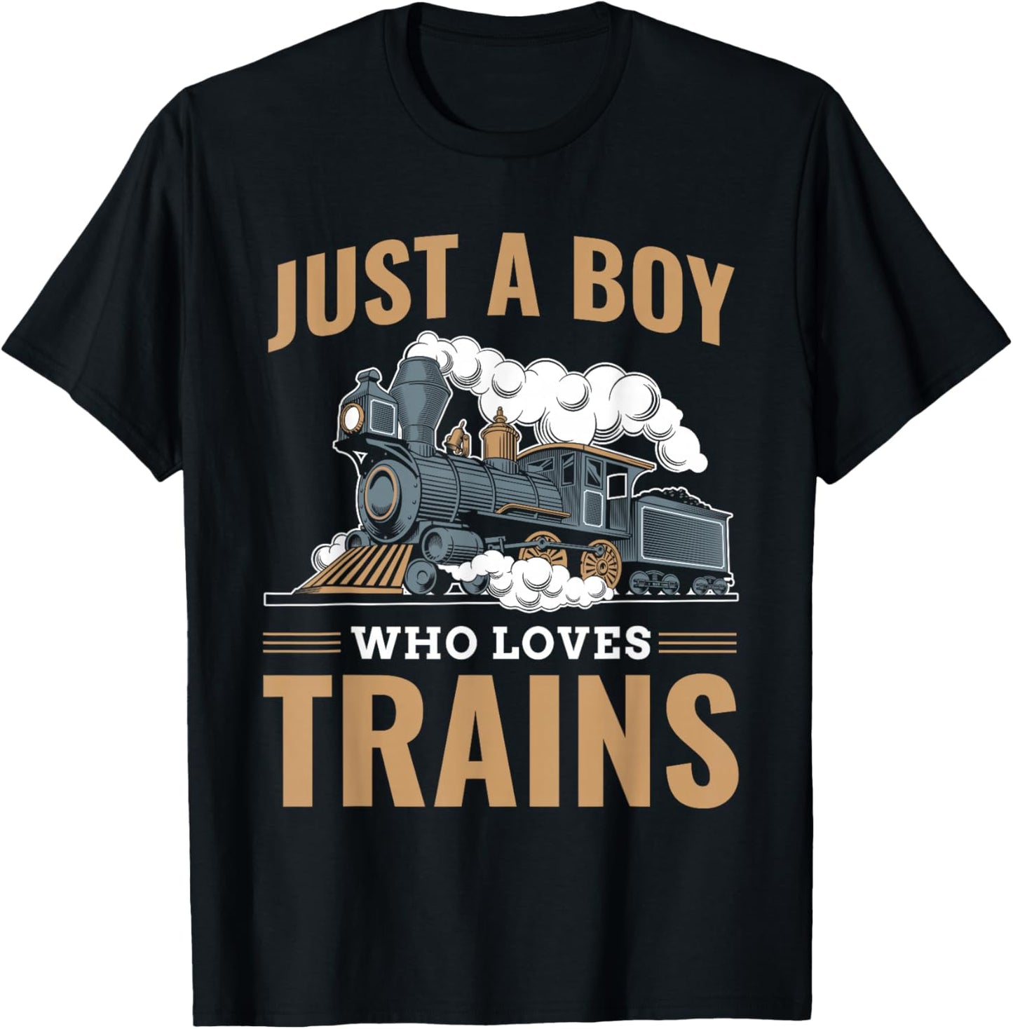 Just A Boy Who Loves Trains Model Railroad Train Locomotive T-Shirt - T-Shirt | Black