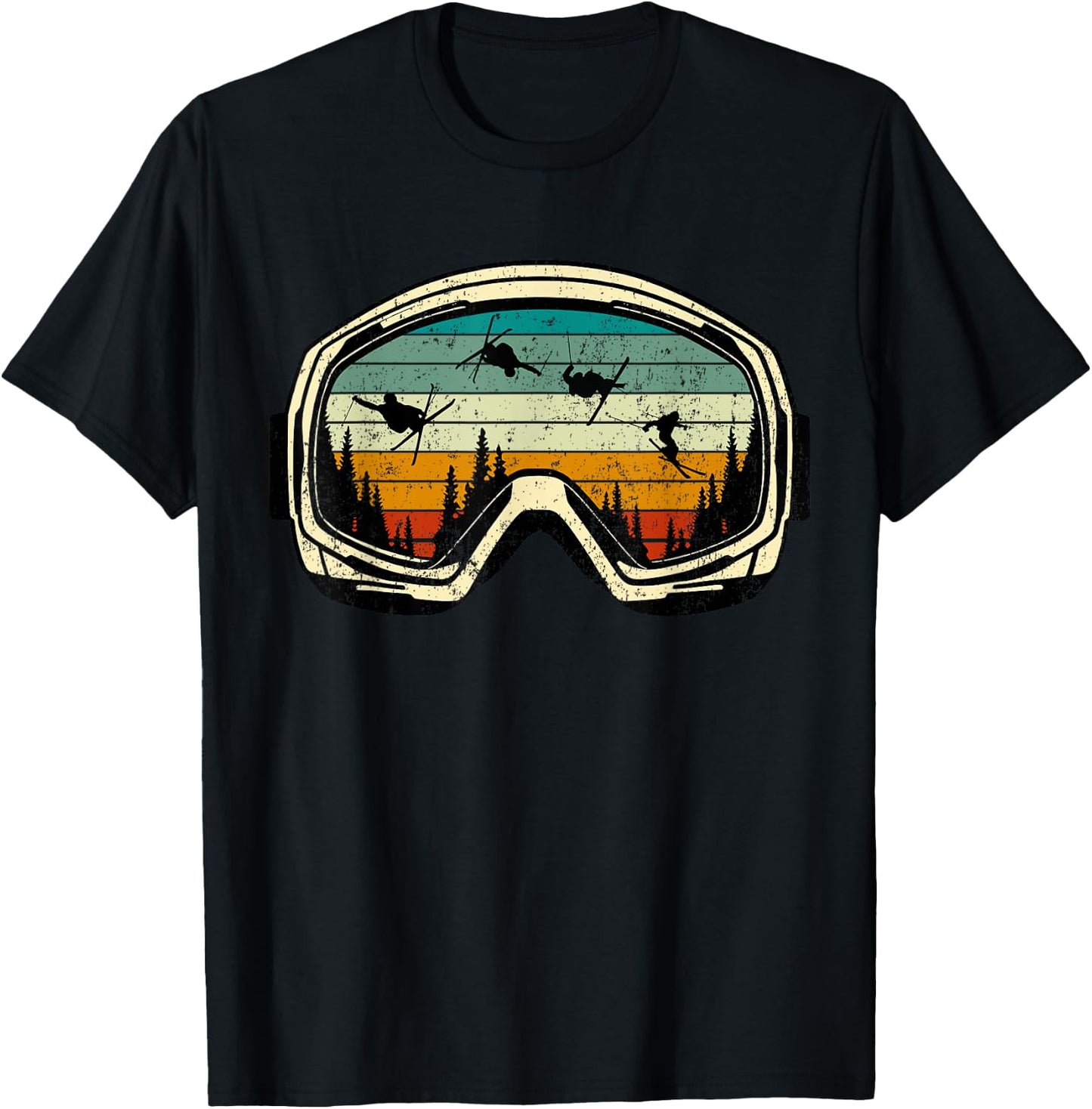 Ski Goggles Mountain Free Style Retro tricks Winter Vacation T-Shirt - T-Shirt | Black