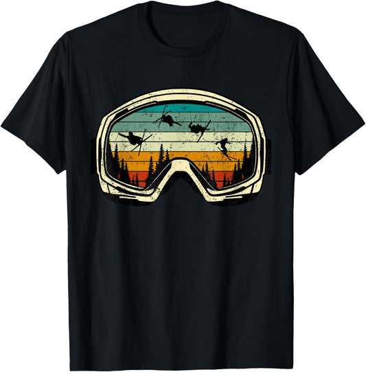 Ski Goggles Mountain Free Style Retro tricks Winter Vacation T-Shirt - T-Shirt | Black