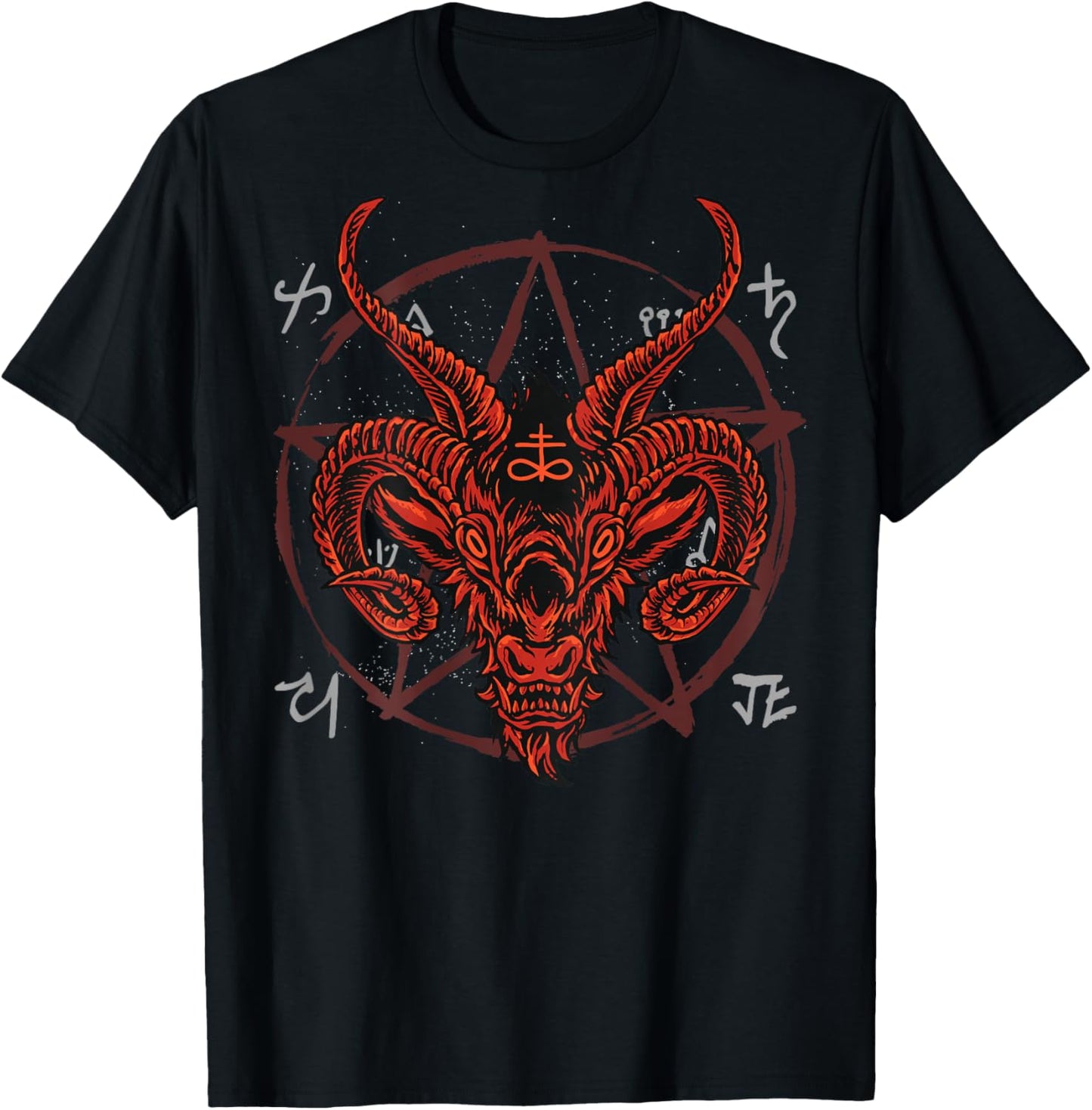 Backprint Satan Antichrist Luzifer Devil 666 Baphomet T-Shirt - T-Shirt | Black