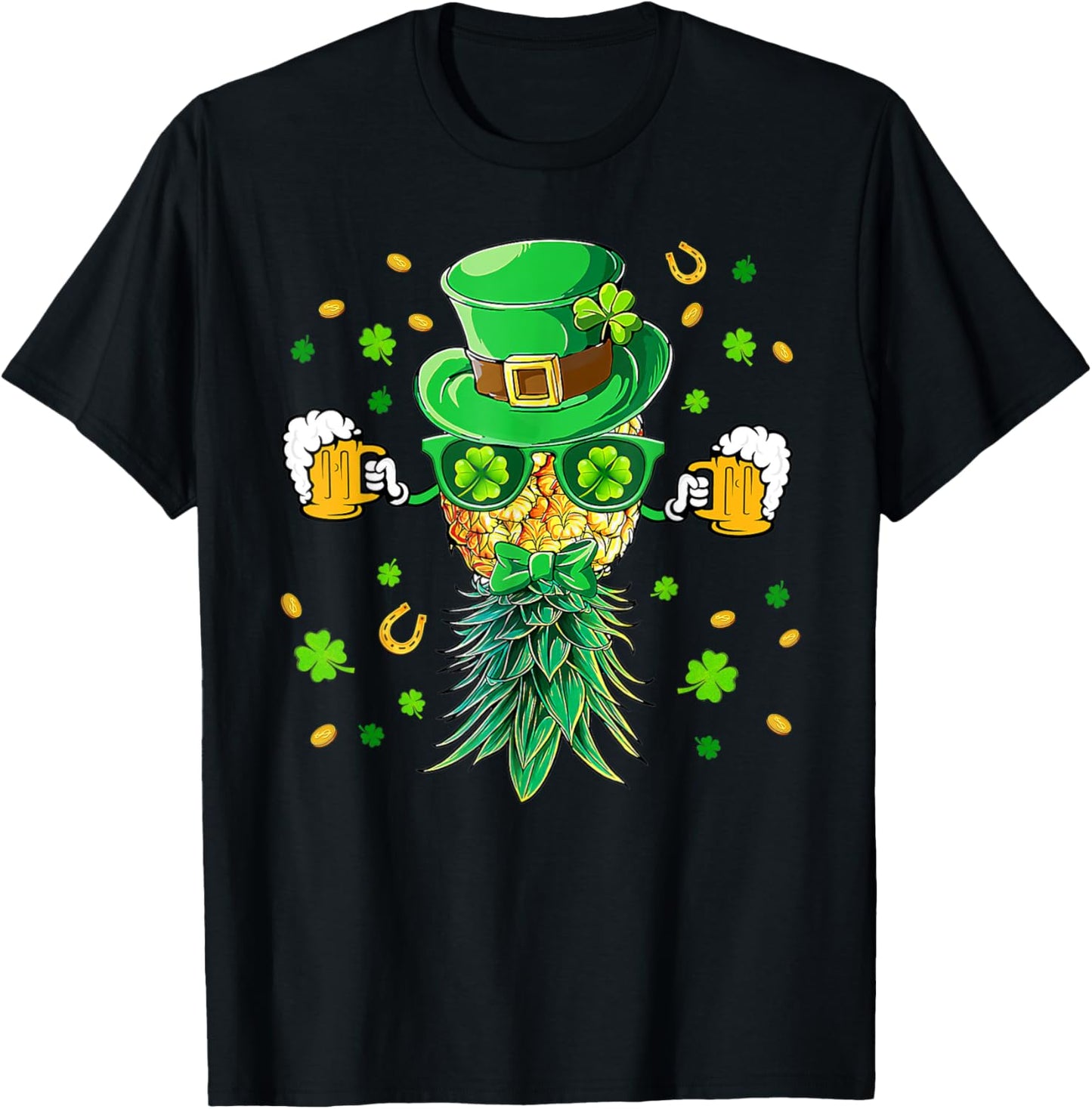 Upside Down Leprechaun Pineapple Beer St Patrick's Day T-Shirt - T-Shirt | Black