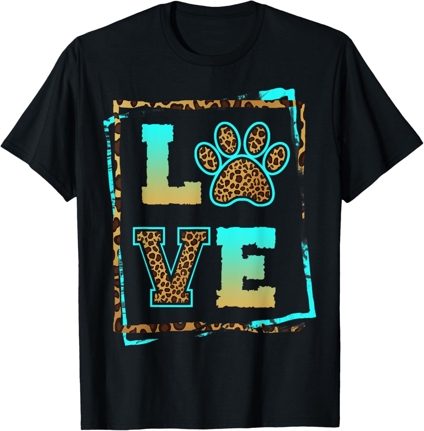 Love Paw Pet Owner Dog Mom Fur Mama Leopard Print Women Gift T-Shirt - T-Shirt | Black