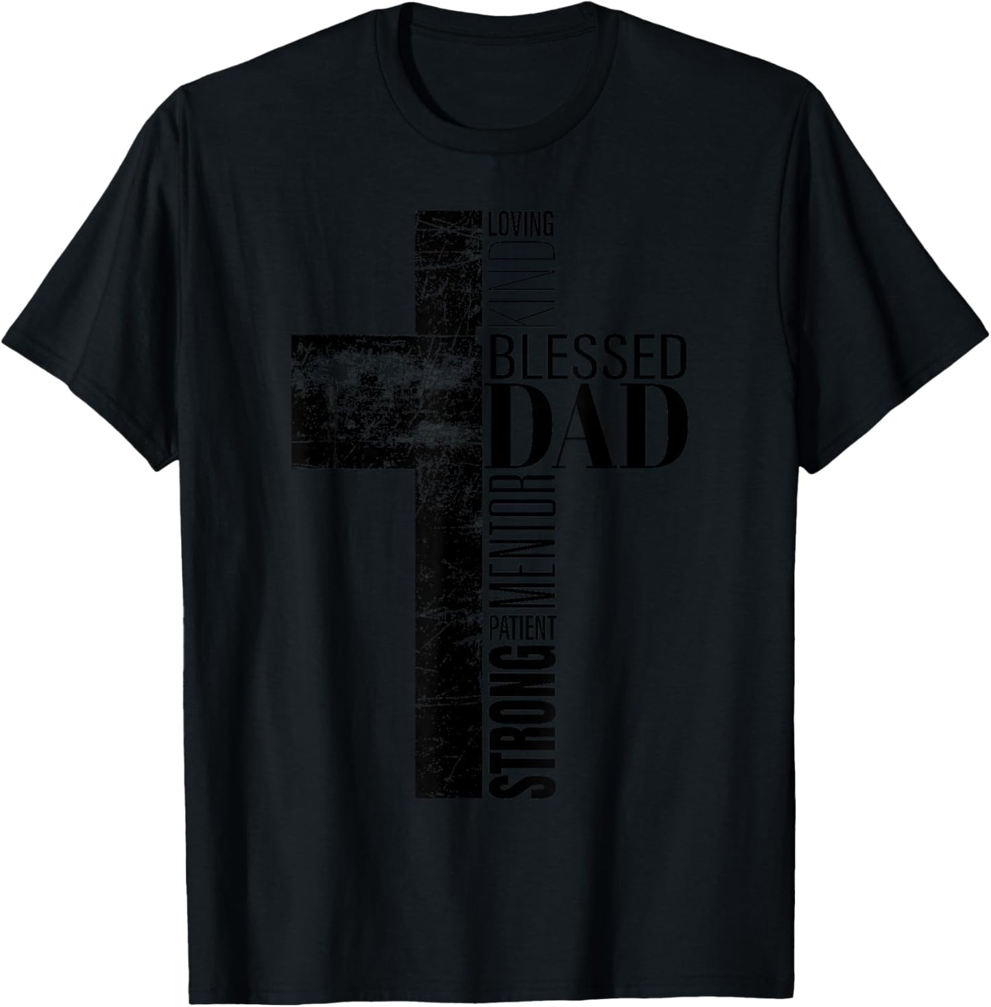 Christian Fathers Husband Men Blessed Dad Cross Religious T-Shirt - T-Shirt | Black