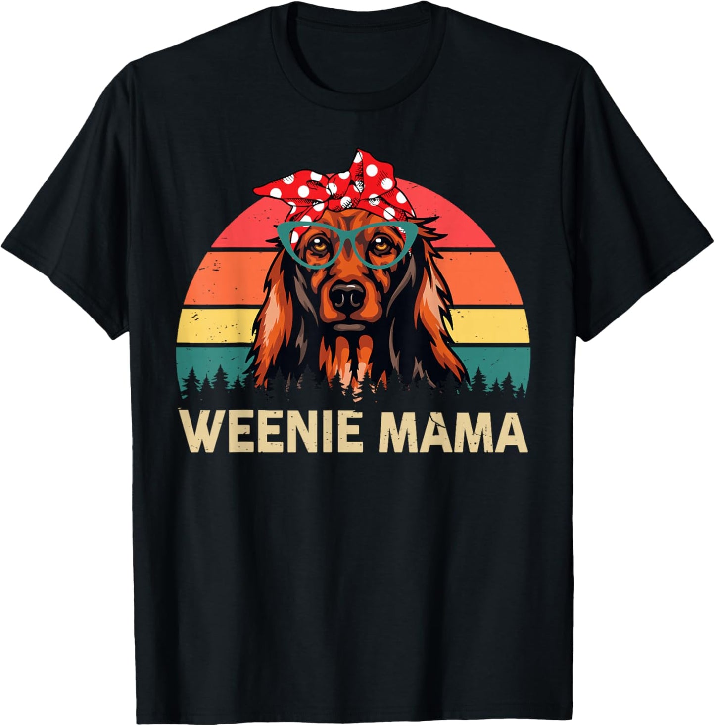 Long-Hair Dachshund Mom Weenie Mama Weiner Dog Mom Gifts T-Shirt - T-Shirt | Black