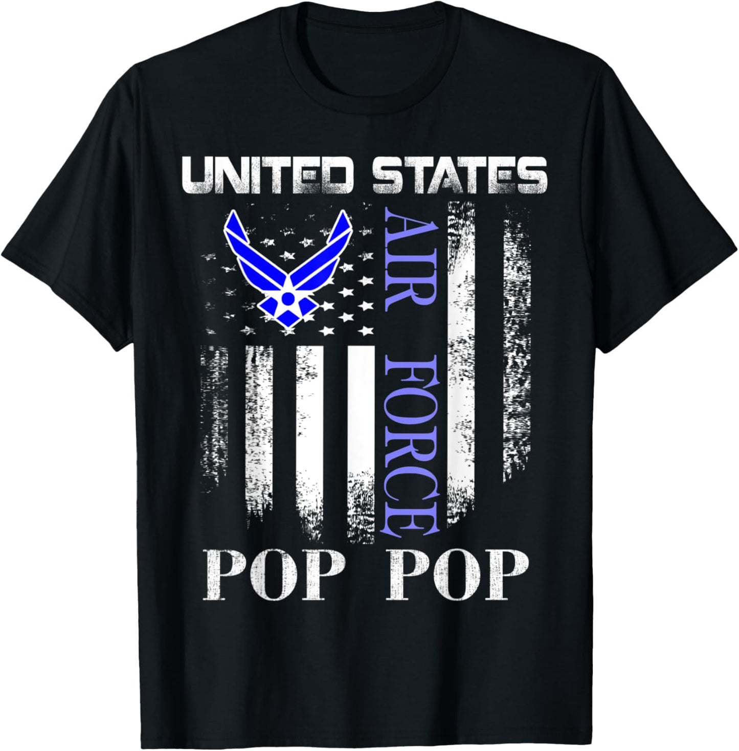 Vintage United States Air Force Pop Pop With American Flag T-Shirt - T-Shirt | Black