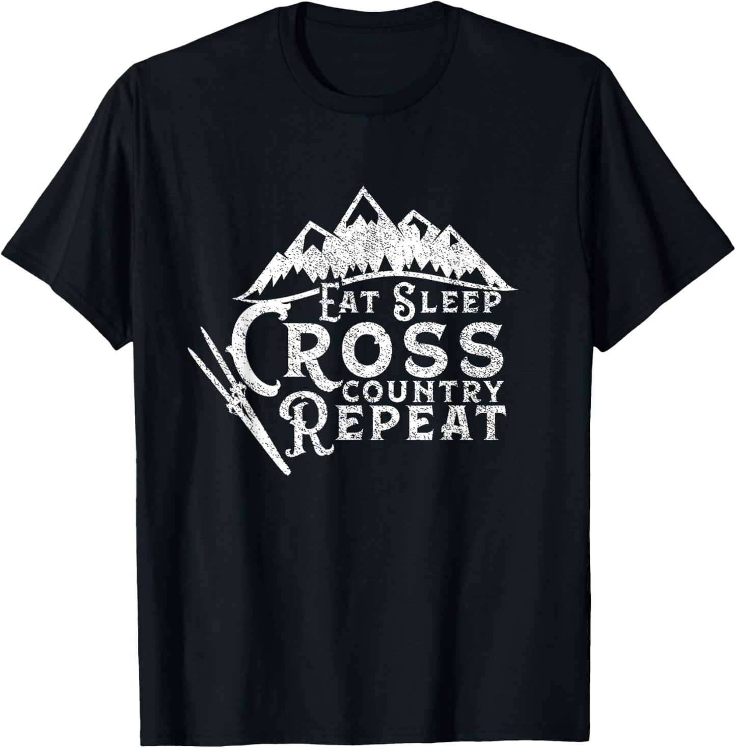 Eat Sleep Cross Country Repeat XC Skiing Cross-Country Ski T-Shirt - T-Shirt | Black