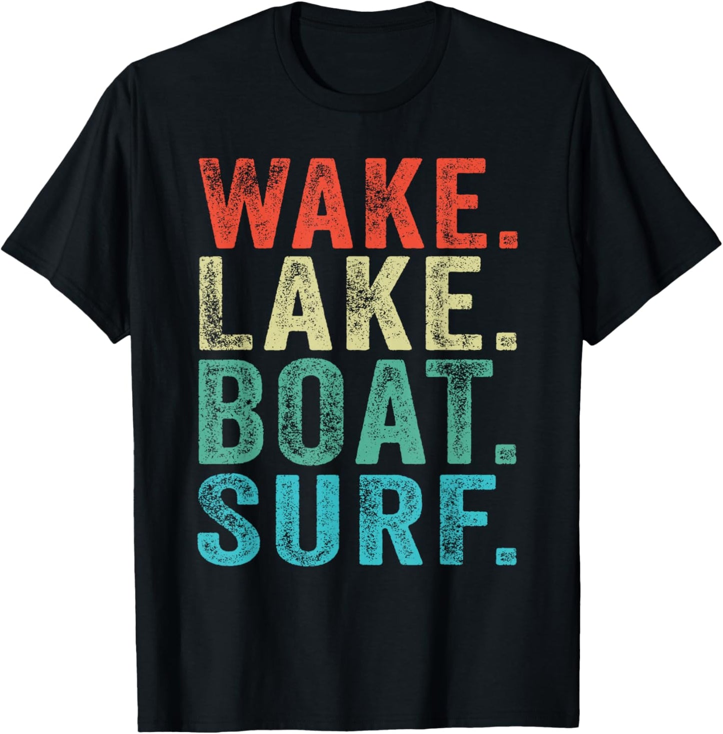 Wake Lake Boat Surf Surfing Surfboards Beach Retro Vintage T-Shirt - T-Shirt | Black