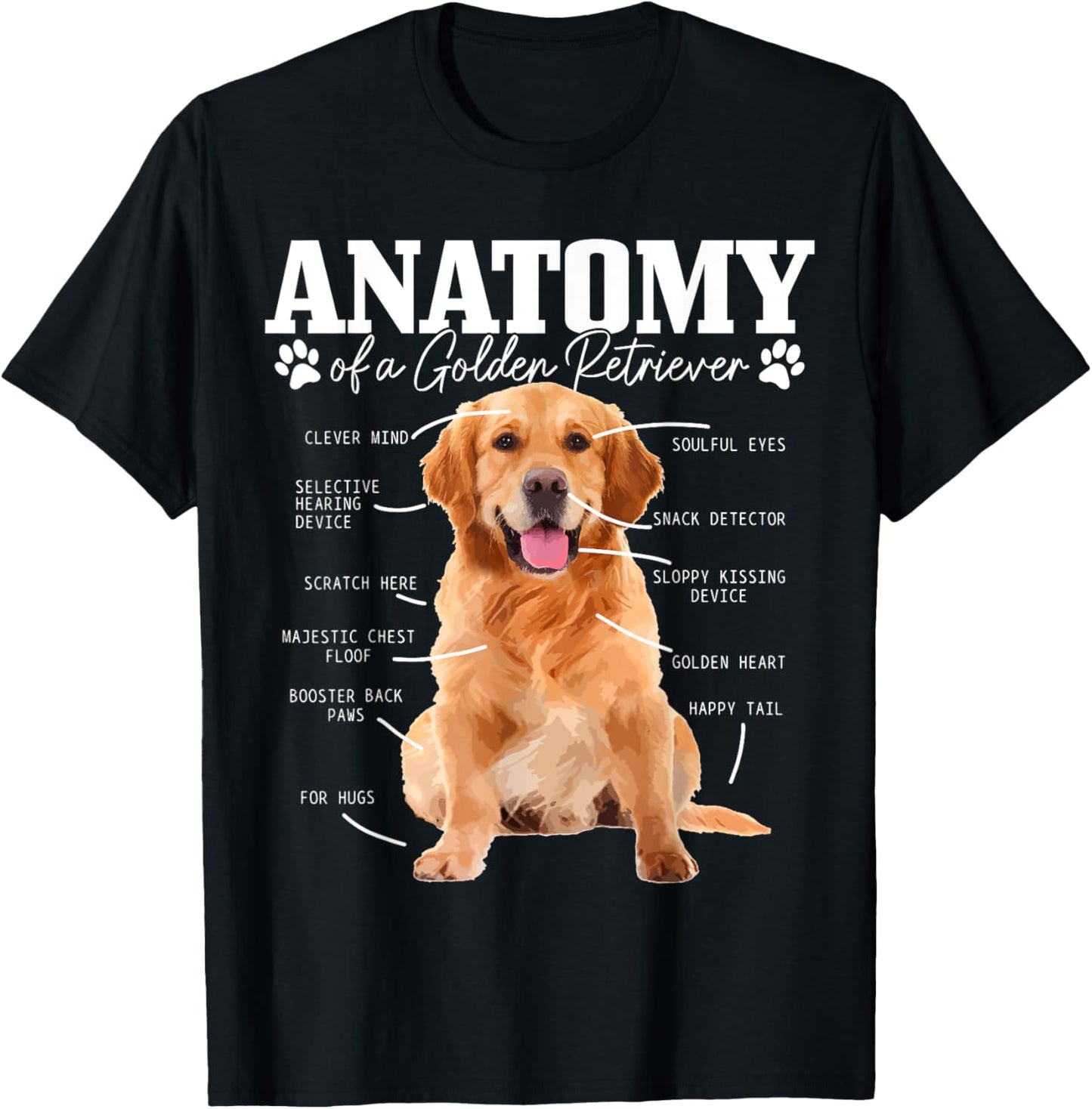 Anatomy Of A Golden Retriever Funny Cute Dog Mom Dad T-Shirt - T-Shirt | Black