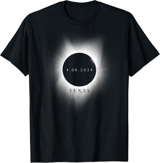 Texas Eclipse 4.08.24 Total Solar Eclipse 2024 Texas T-Shirt - T-Shirt | Black