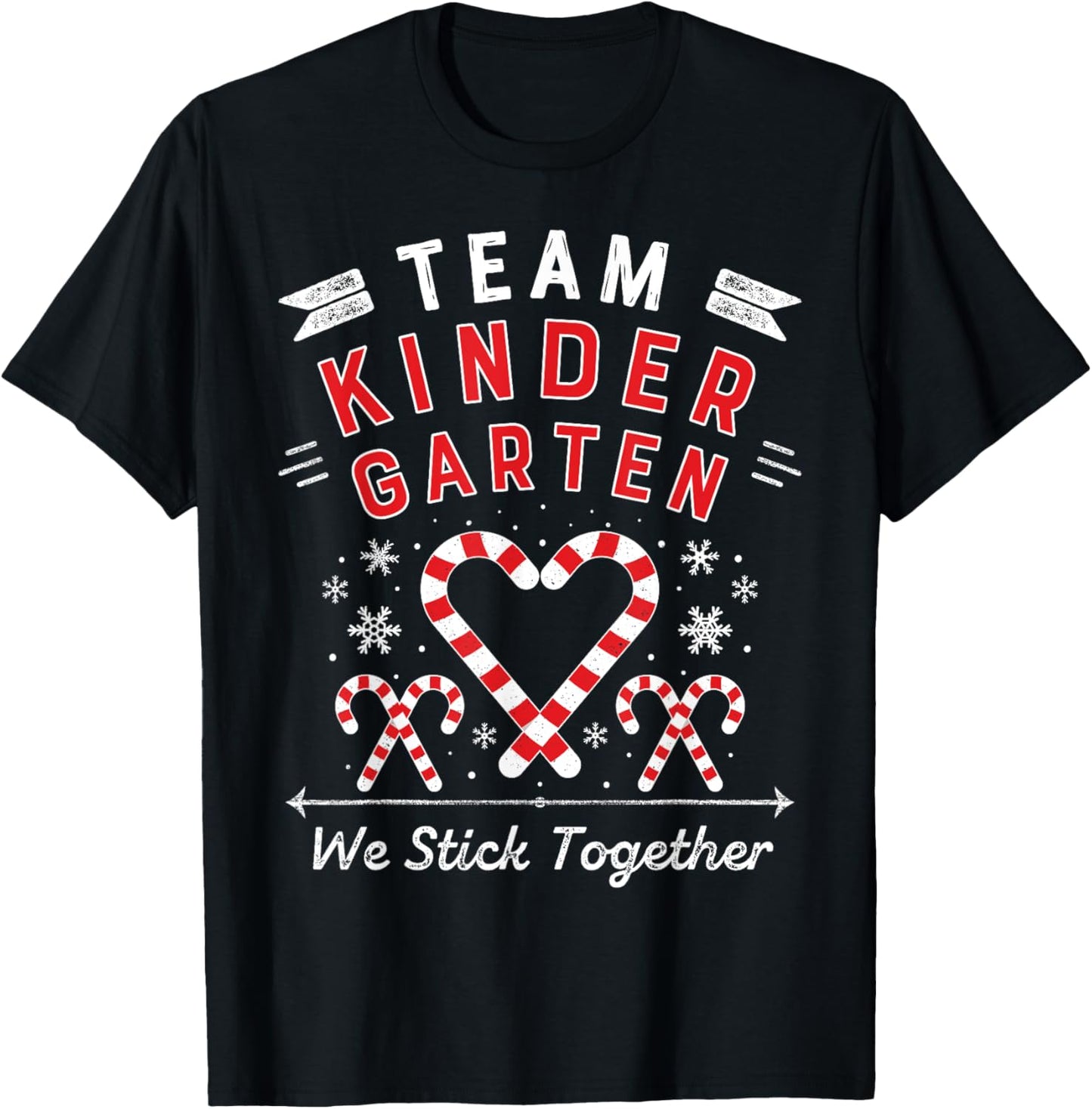 Team Kinder garten Christmas Candy Cane Kindergarten Teacher Women Kids T-Shirt - T-Shirt | Black
