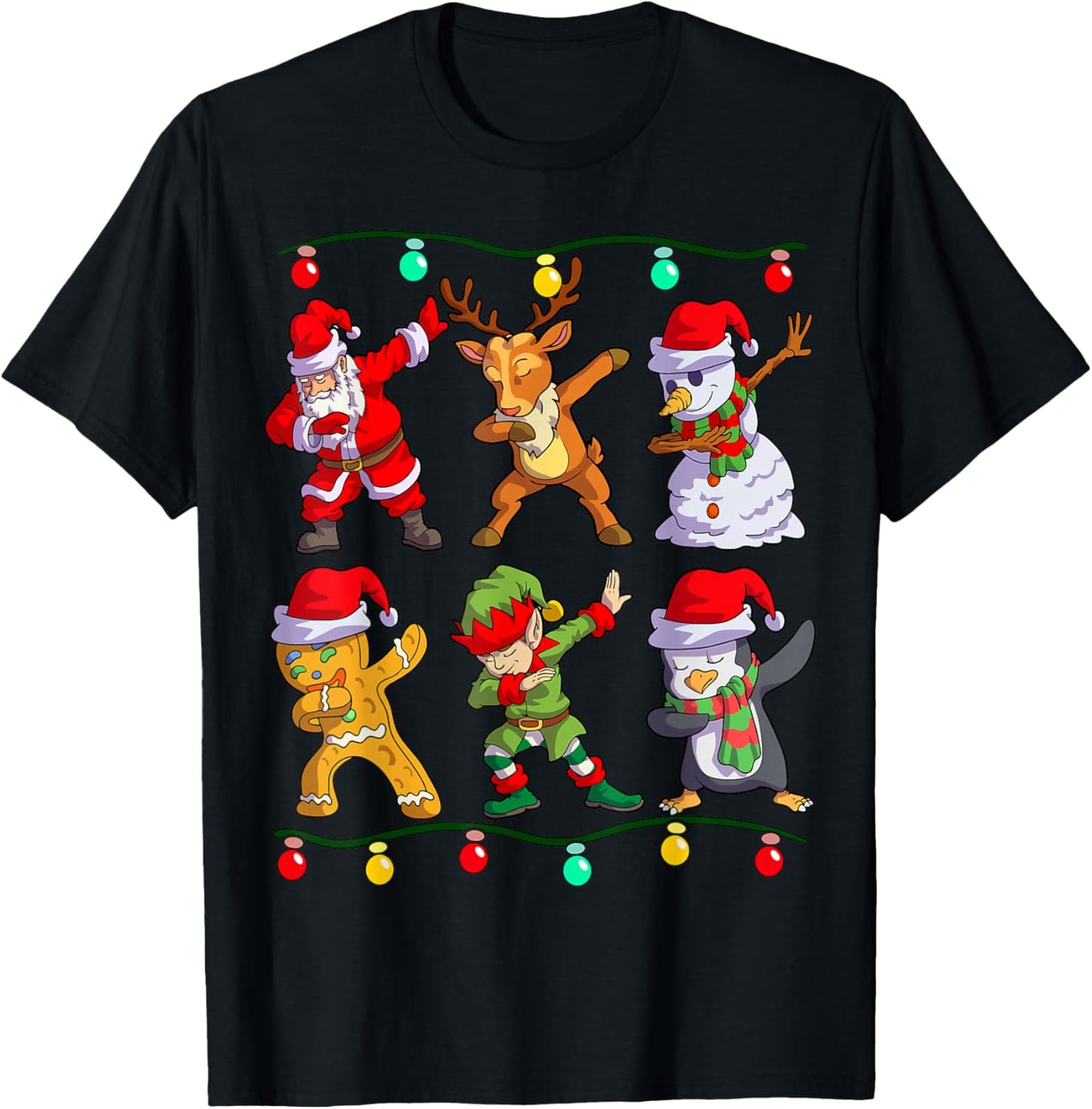 Christmas Kids Boys Men Dabbing Santa Elf Deer Friends Xmas T-Shirt - T-Shirt | Black