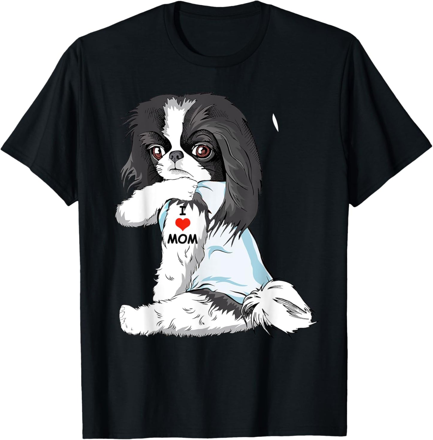 I Love Mom Tattoo Japanese Chin Mom Dog Lover Women T-Shirt - T-Shirt | Black