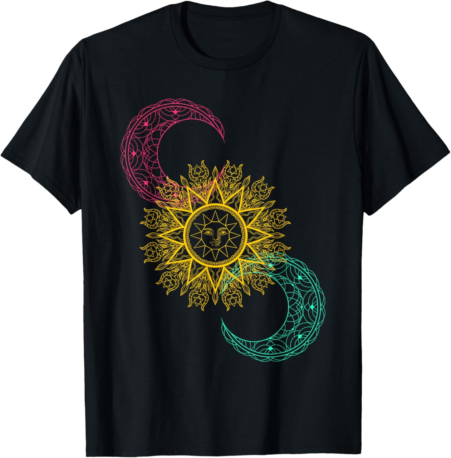 Celestial Bodies Galaxy Sun Moon Stars Outer Space Astronomy T-Shirt - T-Shirt | Black